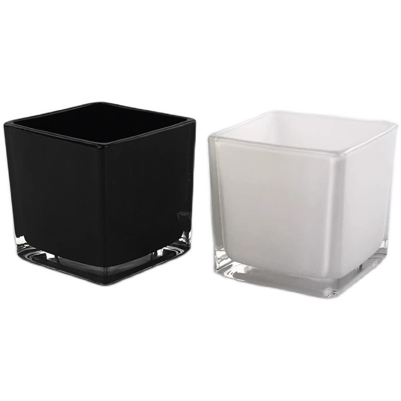 Vidrio transparente espeso cuadrangular vasos de vidrio de cerámica carnosas decoración para el hogar pendular vasos hidropónicos