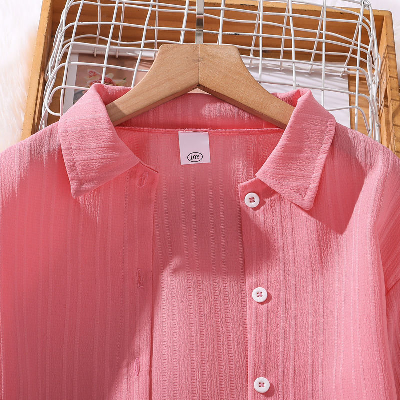 Conjuntos a juego para padres e hijos, para niños y niñas, primavera 2026, nuevo conjunto coreano de madre e hija con camisa de manga larga con cuello y pantalones largos, conjunto de dos piezas.