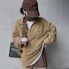 高品质RL拉夫小马刺绣标立领半拉链针织卫衣外套男女情侣款外套