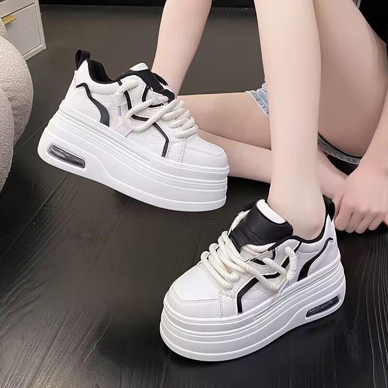 Thick-Soled 8cm Height-Increasing Popular White Shoes for Women 2025 Spring New Style Fashionable Versatile Casual Sports Sneakers Thick-Soled 8cm Height-Increasing Popular White Shoes for Women 2025 Spring New Style Fashionable Versatile Casual Sports Sneakers