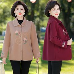 妈妈秋装外套短款2025新款中年女洋气40岁毛呢衣服中老年春秋上衣