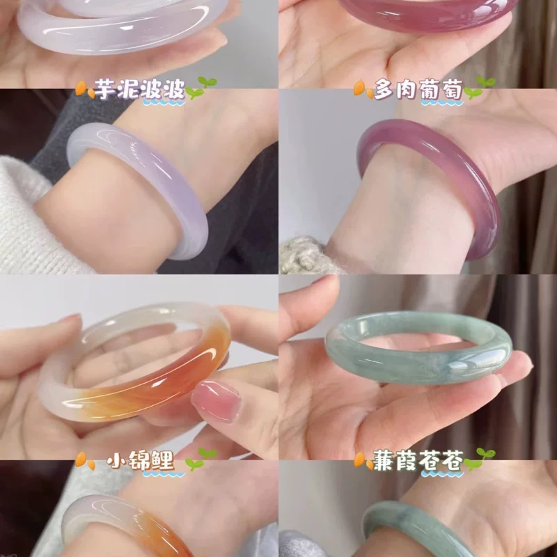 Браслет-обруч imitation jade, округлый полированный стиль грубый, 58/62 мм, мультитональный Таро и Клен