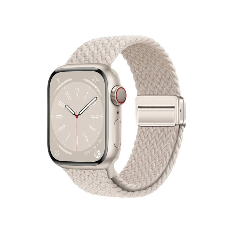 适用AppleWatch时尚四点磁吸扣尼龙编织回环苹果表带实用显质感|undefined