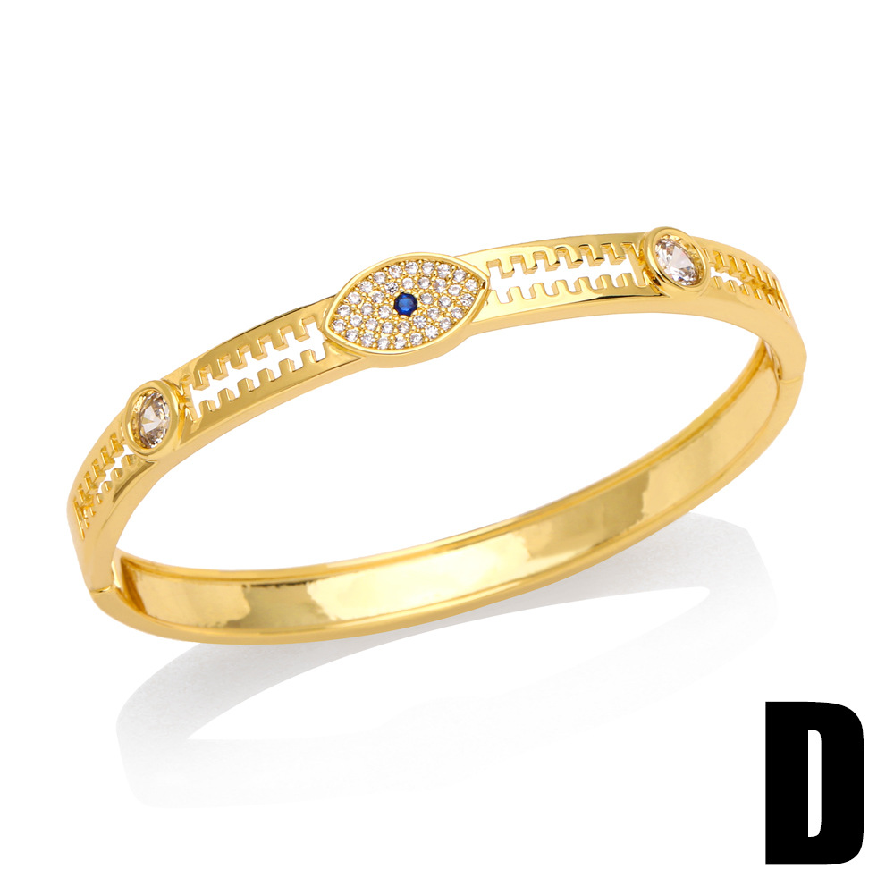 Fashion Heart Shape Eye Copper Bangle Inlay Zircon Copper Bracelets