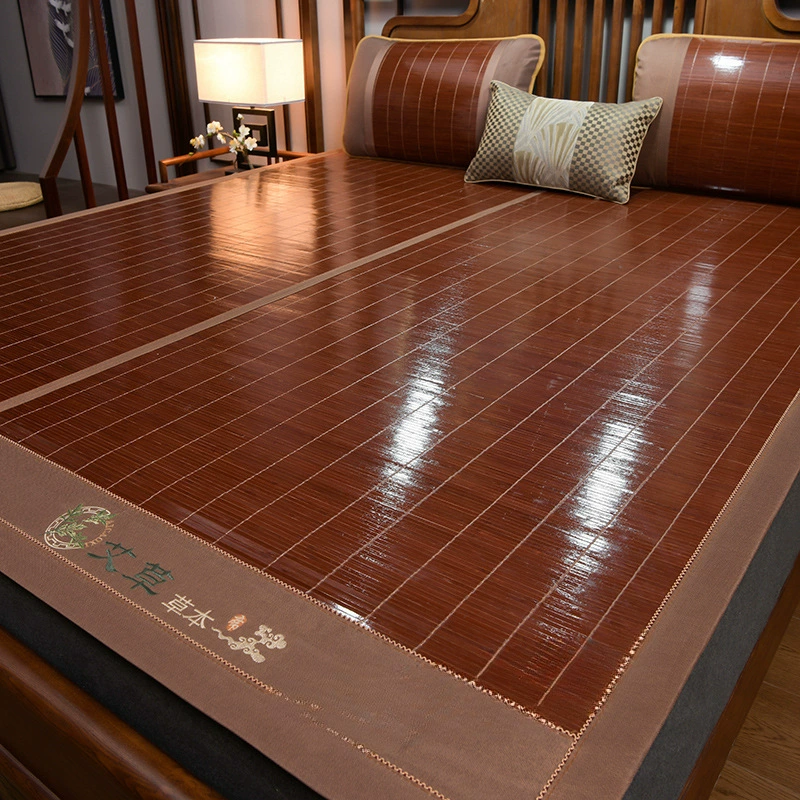 Бамбуковый коврик, двусторонний соломенный коврик, двусторонний бытовой старомодный коврик из ротанга, одинарный складной бамбуковый летний коврик из ледяного шелка