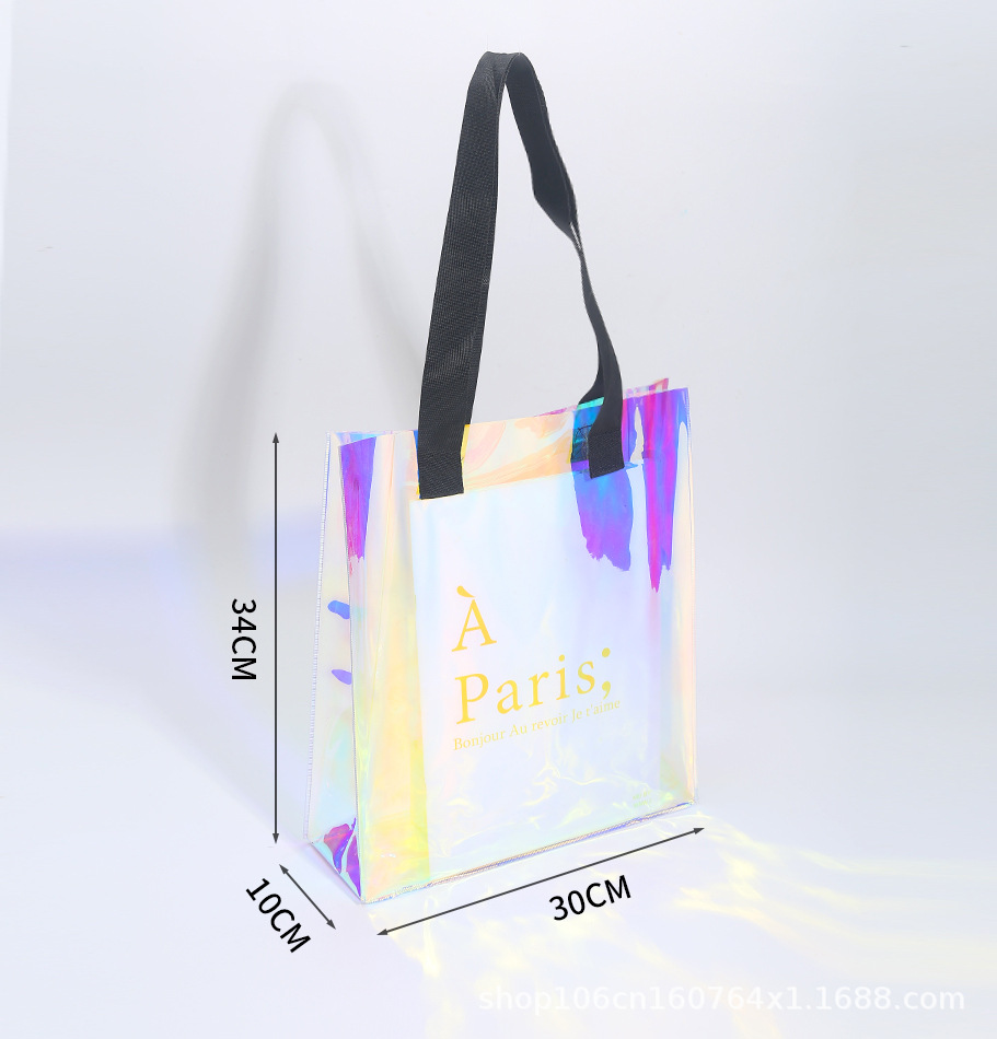Bolsas láser se pueden personalizar bolsas de plástico de PVC bolsos de regalo transparentes de alta gama bolsas de regalo tpu deslumbrantes bolsas de gelatina personalizadas