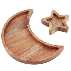 创意木质月亮托盘桌面化妆品整理收纳盒 首饰香薰精油盘BSCI