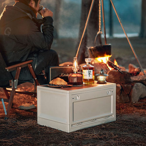 Outdoor camping folding storage box plastic wooden cover extra large camping storage box car trunk organizing box