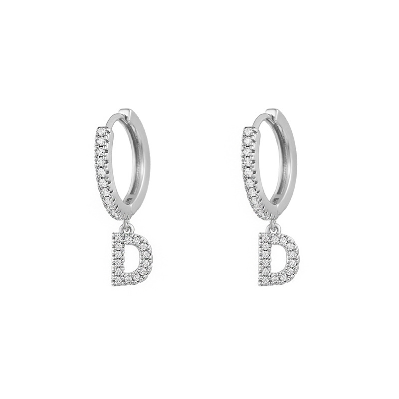 Drop Earrings Classification 1 Pair Quantity Daily Occasion 1 Pair Retro Letter Copper Inlay Zircon Drop Earrings