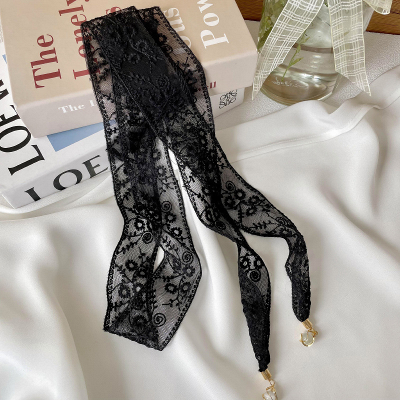 Daisy cinturón de encaje de las mujeres del todo fósforo bolsa de corbata de pelo bufanda de seda decorativa banda de pelo largo Delgado estrecho colgante collar bufanda de seda