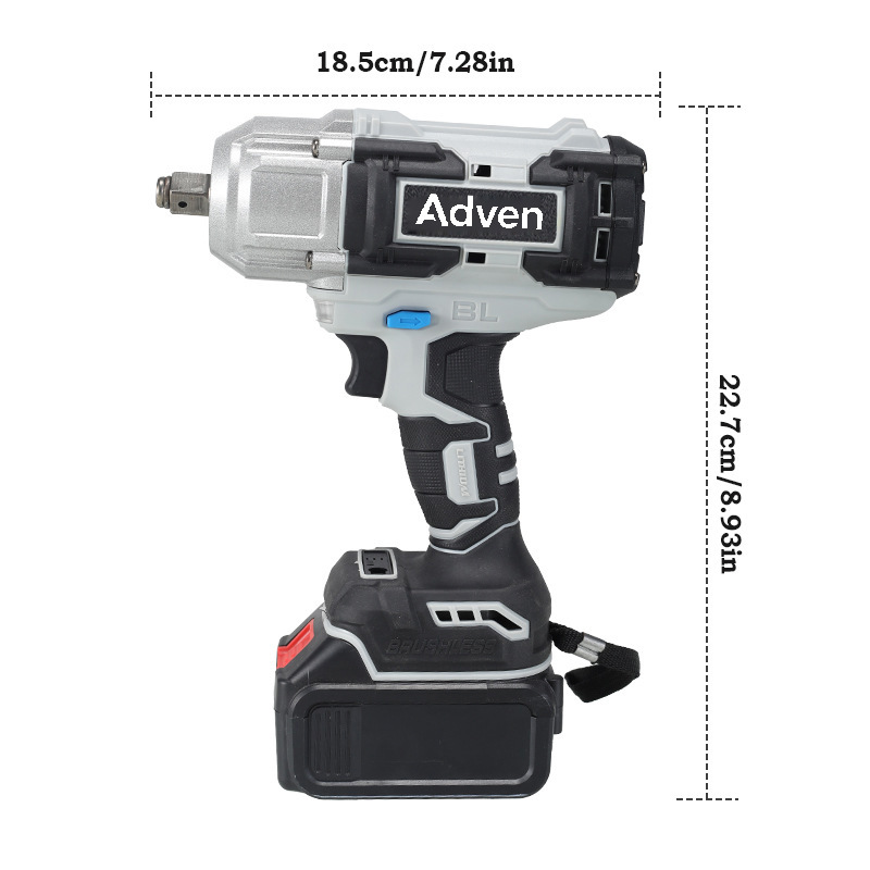 Llave de impacto multifuncional sin escobillas transfronterizas de gran torsión, llave eléctrica de cargador de clase industrial, llave eléctrica de manga de cañón de aire