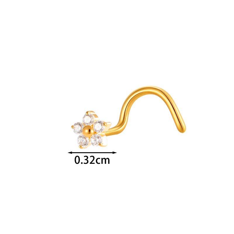 G23/F136 Titanium Allo S Rod Stud Micro Pave Zircon Hollow Heart Rose Flower European And American Nose Piercing_voghion.com