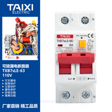 TAIXI 可拨漏电110V美标断路器美国日本菲律宾2P窄型过载短路保护
