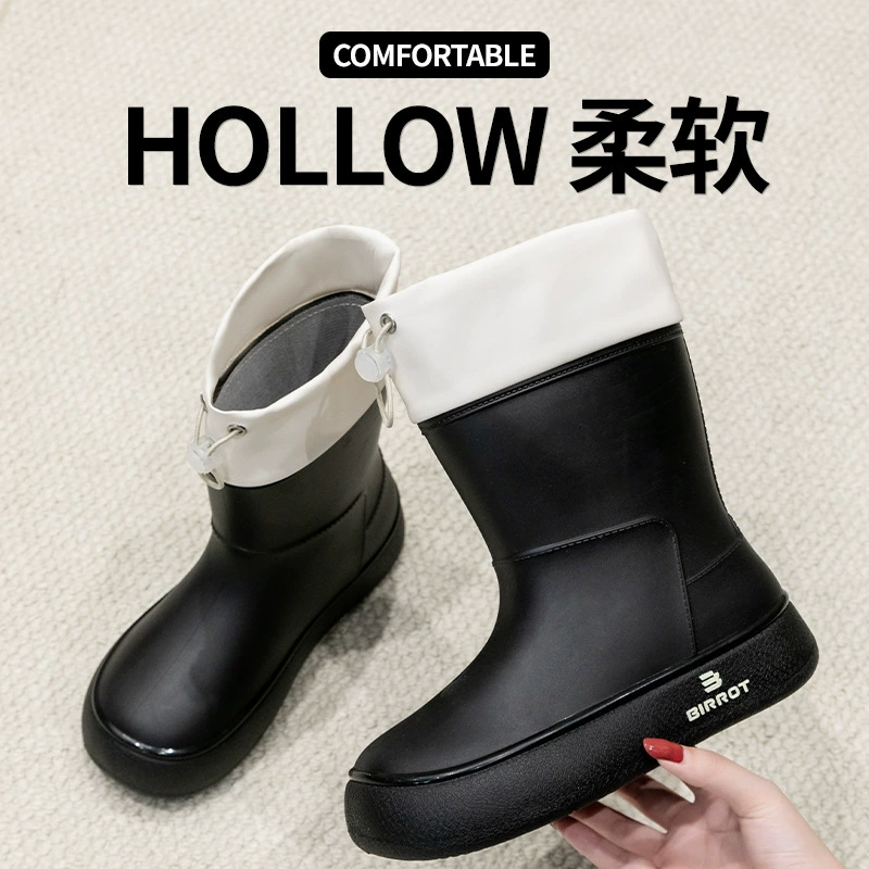 Трансграничная мода дождевая обувь женская короткая трубка милая студентка ветер пучок теплая вода обувь носить дикую водонепроницаемую резиновая обувь женщина
