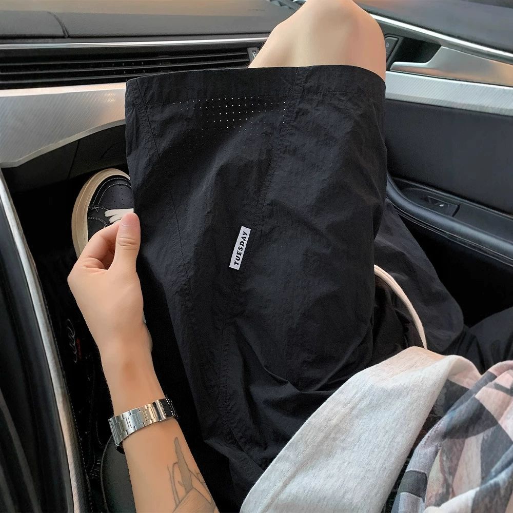 Сетчатые шорты из ледяного шелка для мужчин летом тонкий американский прилив