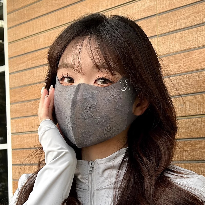 Máscara de protección solar de encaje, protección para los ojos, temperamento elegante, alta apariencia, hilo de malla transpirable antibacteriano antibacteriano de verano