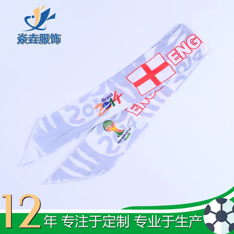 Customized full-color headbands for cheerleading, advertising, and sports, sweat-absorbing headbands for World Cup fans