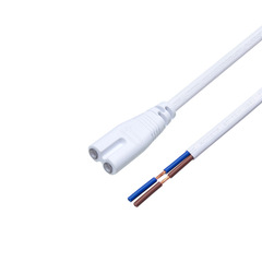 T8 LED light tube bracket connection cord with 8.5mm pitch, 2-core, figure-8 tail power cord, 0.5 square, 0.15 meters