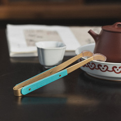 Brass tea tongs, new Chinese style tea ceremony 6 gentlemen tea tongs, cup fork, copper wood combination, copper tea tongs, tea tweezers, wholesale