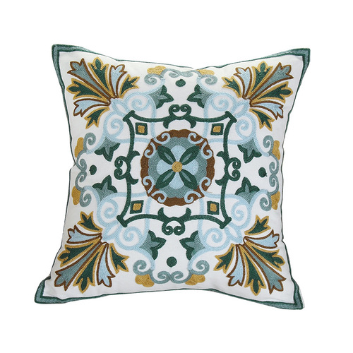 Cotton flower embroidered cushion cover home fabric bedside soft bag sofa decorative pillow colorful towel embroidered cushion