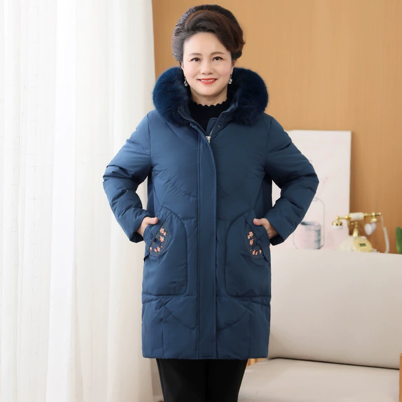 Пуховик для толстой матери, женское осенне-зимнее пальто среднего и пожилого возраста, утепленная стеганая куртка больших размеров для среднего возраста