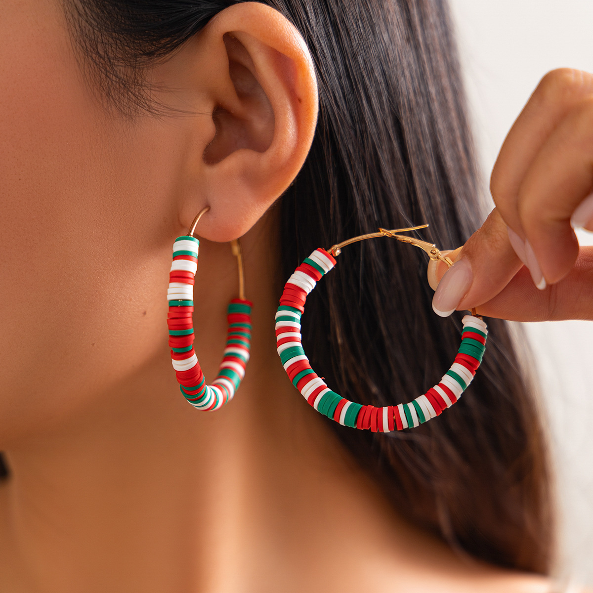 Colorful Soft Ceramic Set With Personalized Hand Drawn Geometric Earrings For Women_voghion.com