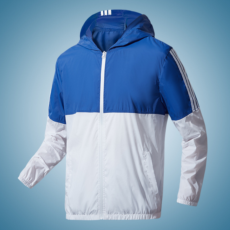 Transfronterizos ropa de protección solar masculina impresa LOGO color al aire libre empalme de cuello vertical ropa de protección solar de verano ropa de piel transpirable delgada
