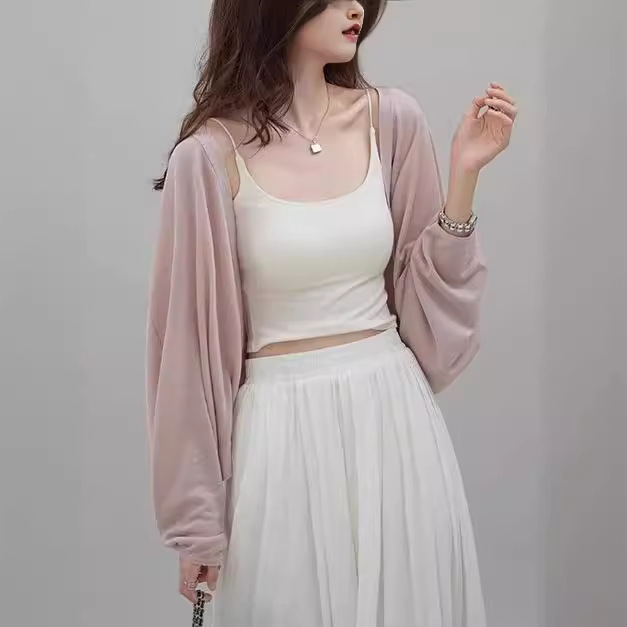 Summer Just Needs Ice Silk Sunscreen Knitted Cardigan Women's Summer Thin Outer Waistcoat Tencel Blouse Summer Just Needs Ice Silk Sunscreen Knitted Cardigan Women's Summer Thin Outer Waistcoat Tencel Blouse