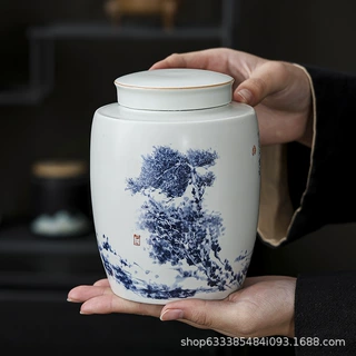 陶瓷茶叶罐空罐大号密封罐家用绿茶红茶普洱龙井储存罐防潮存茶罐