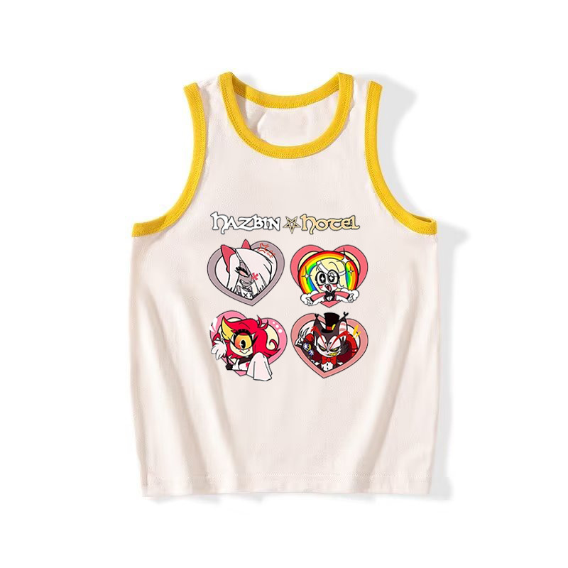 Anime-themed merchandise children's clothing for middle-aged children, sleeveless backless top with cartoon pattern print, cross-border independent station new product