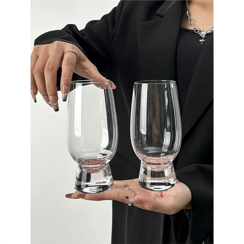 고급 두꺼운 크리스탈 유리 키 큰 컵, 유럽식 양각 레드 와인 잔, 가볍고 고급스럽고 고급스러운 리큐어 와인 잔