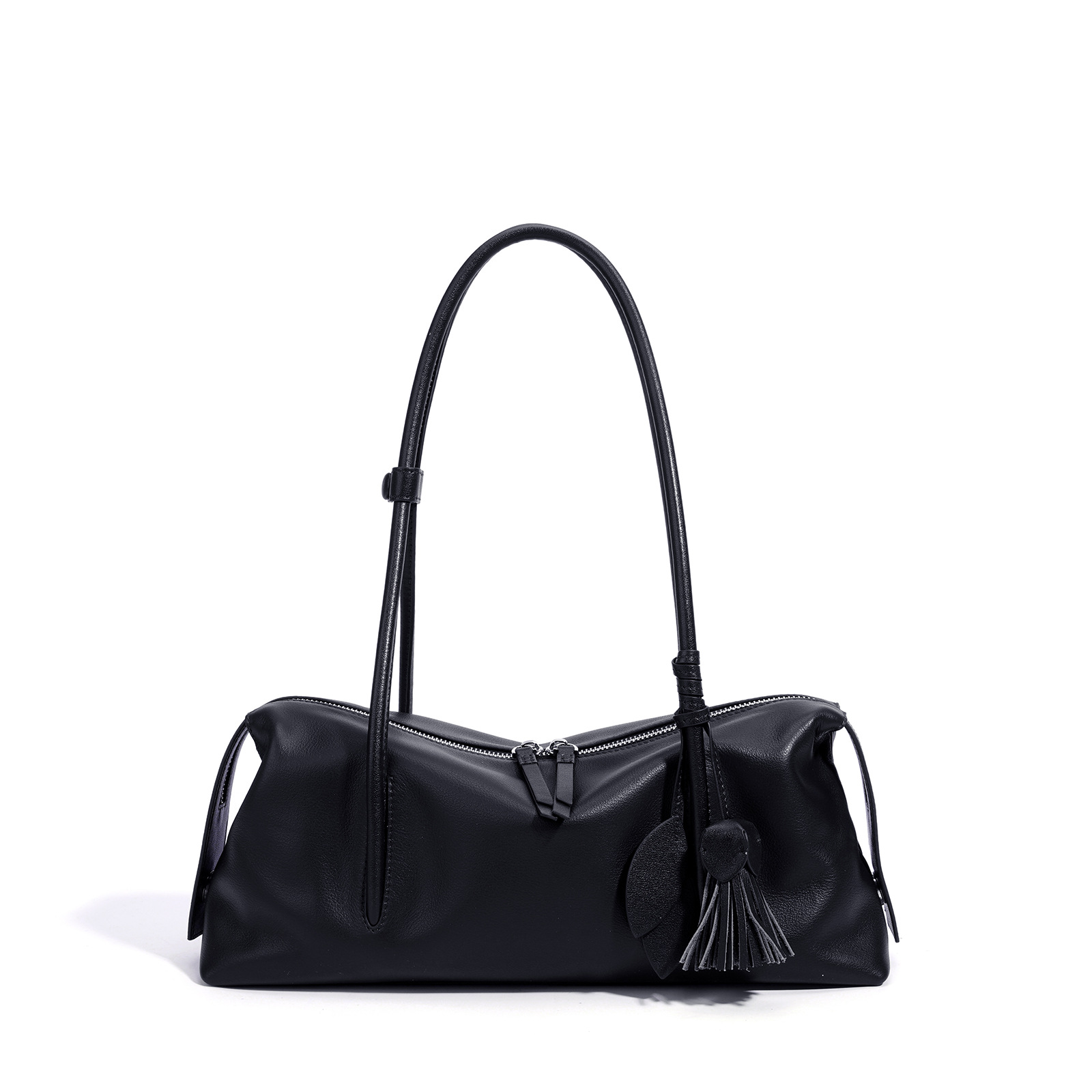 Spring/Summer New Boston Pillow Bag Top Grain Cowhide Handbag Underarm Bag For Women Casual Large Capacity Shoulder Bag - Thumbnail 6