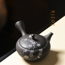 日本進口常滑燒側把泡茶壺 玉光窯梅原廣隆作黑泥急須茶具