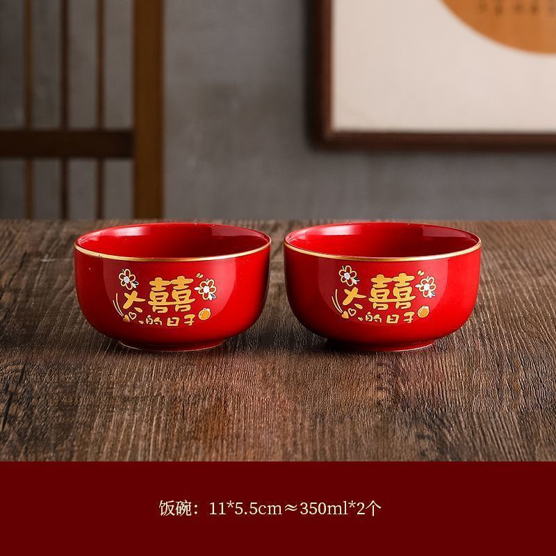 Tazas de té de boda un par de bolos de boda un par de set rojo para bodas bolos rojos de cerámica palillos suministros de boda grandes GX