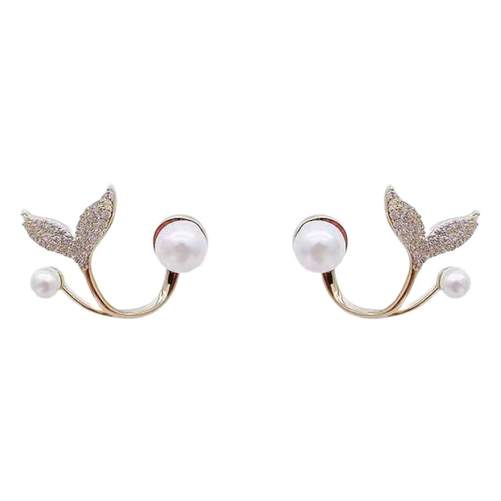In-Stock 2005 New Trendy Elegant Earrings for Women S925 Silver Needle High-End Fishtail Pearl Earrings Internet Celebrity Live Earrings