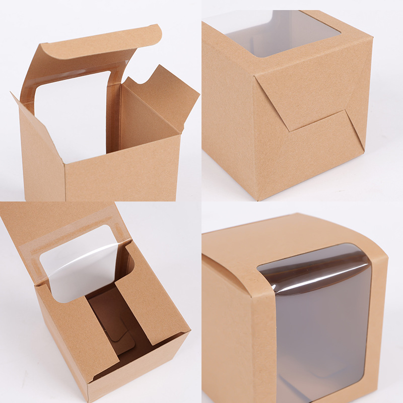 Venta al por mayor Kraft papel ventana película hecha a mano caja ciega caja vacía muñeca caja de regalo caja de cartón Tarjeta blanca caja de juguete