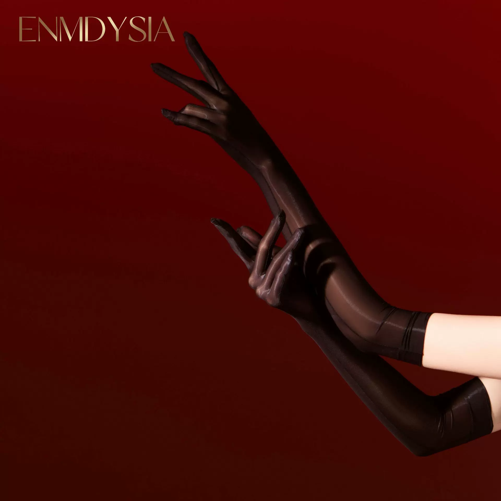 恩蒂丝「玉指」柔光蝉翼纱分指手丝高密油亮五指性感分指手套6069