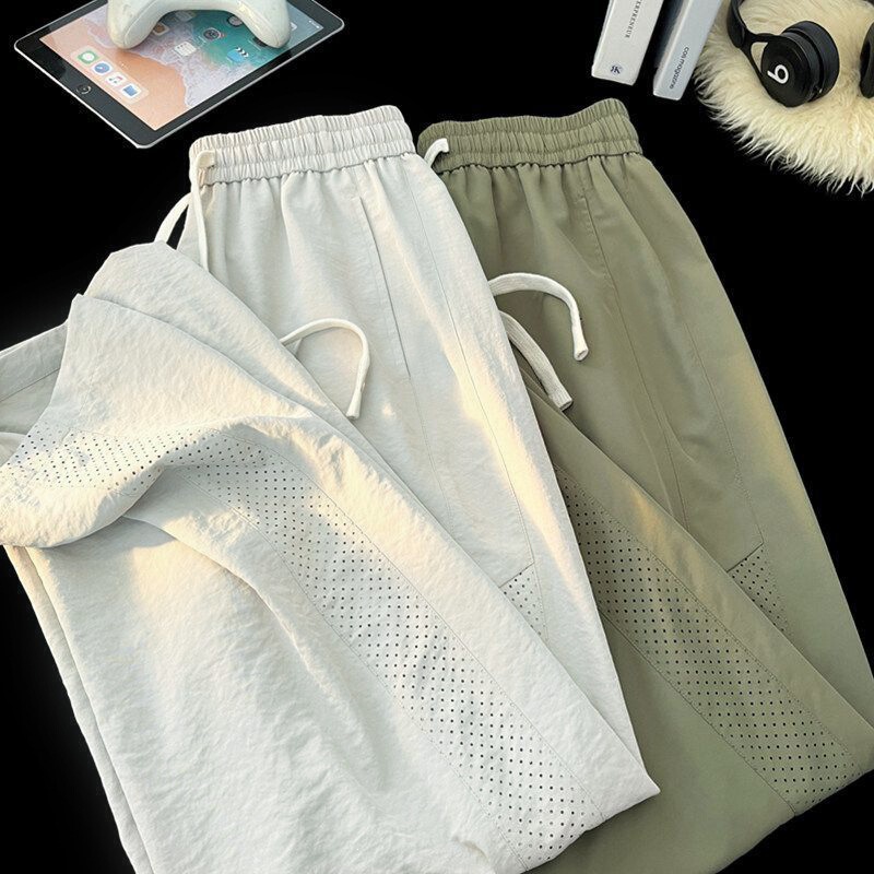 American-Style Mesh Ice Silk Pants for Men, Summer Thin Breathable Quick-Dry Sports Pants, Straight Loose Trendy Casual Long Pants American-Style Mesh Ice Silk Pants for Men, Summer Thin Breathable Quick-Dry Sports Pants, Straight Loose Trendy Casual Long Pants