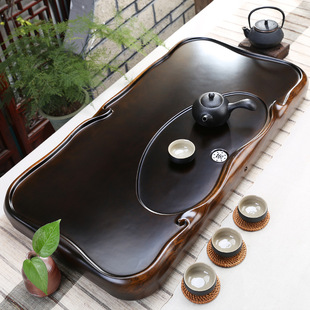 黑檀木茶盘家用整块原木实木茶海茶台小型带排水新款功夫茶具托盘-阿里巴巴