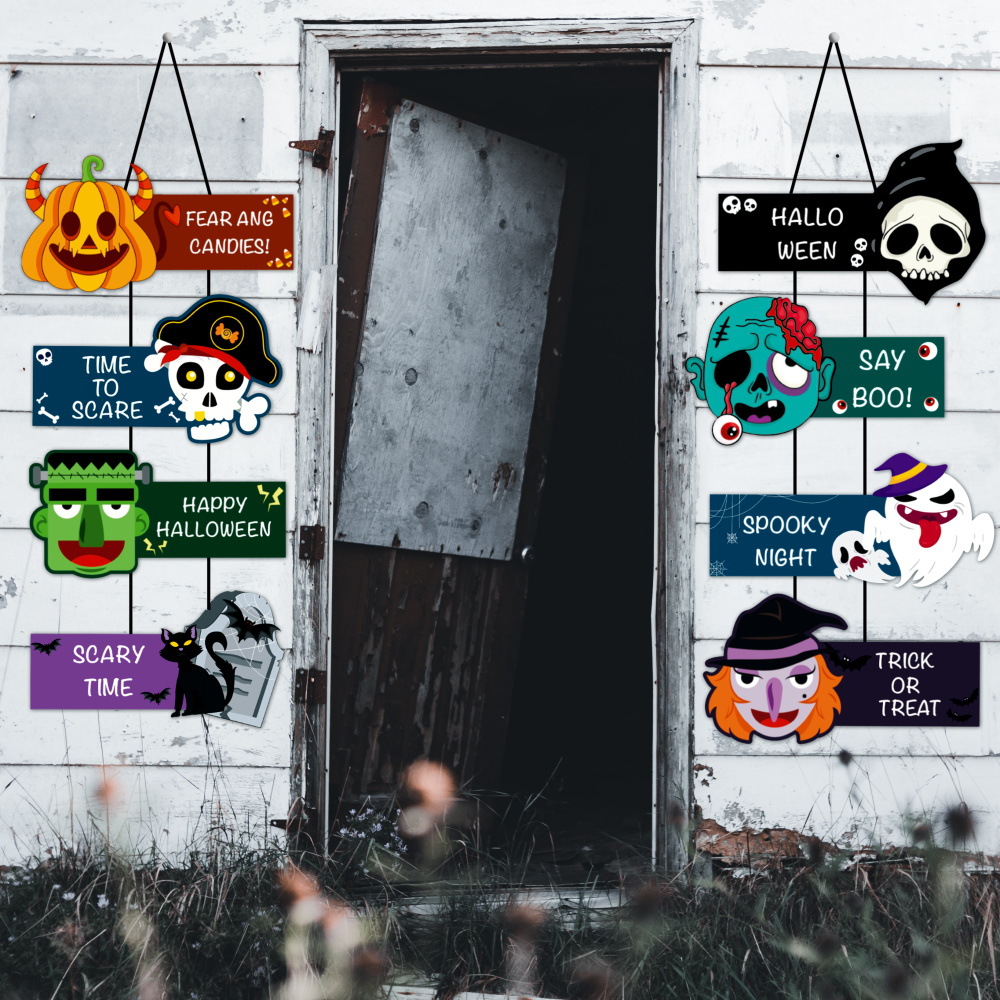 Nuevo colgante de papel de Halloween transfronterizo impresión creativa calabaza bruja zombie colgante decoración del bar del centro comercial