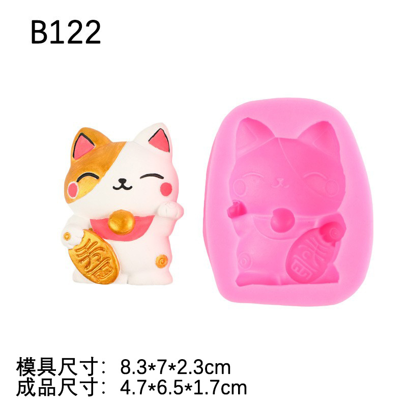 Forma de gato afortunado molde de silicona chocolate fondant pastel decoración dibujos animados animal aromaterapia decoración de yeso modelo