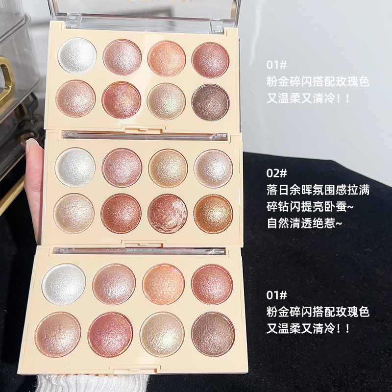 Eight-Color Earth-Toned Eyeshadow Palette with Pearlescent and Matte Finishes, Everyday Low-Saturation Nude Blush All-In-One Palette, Affordable Makeup for Students
