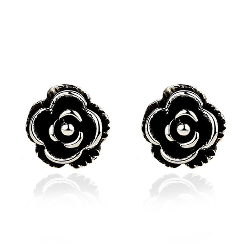 S pure for women, Thai silver roses, personalized niche design, simple and trendy jewelry earrings_voghion.com