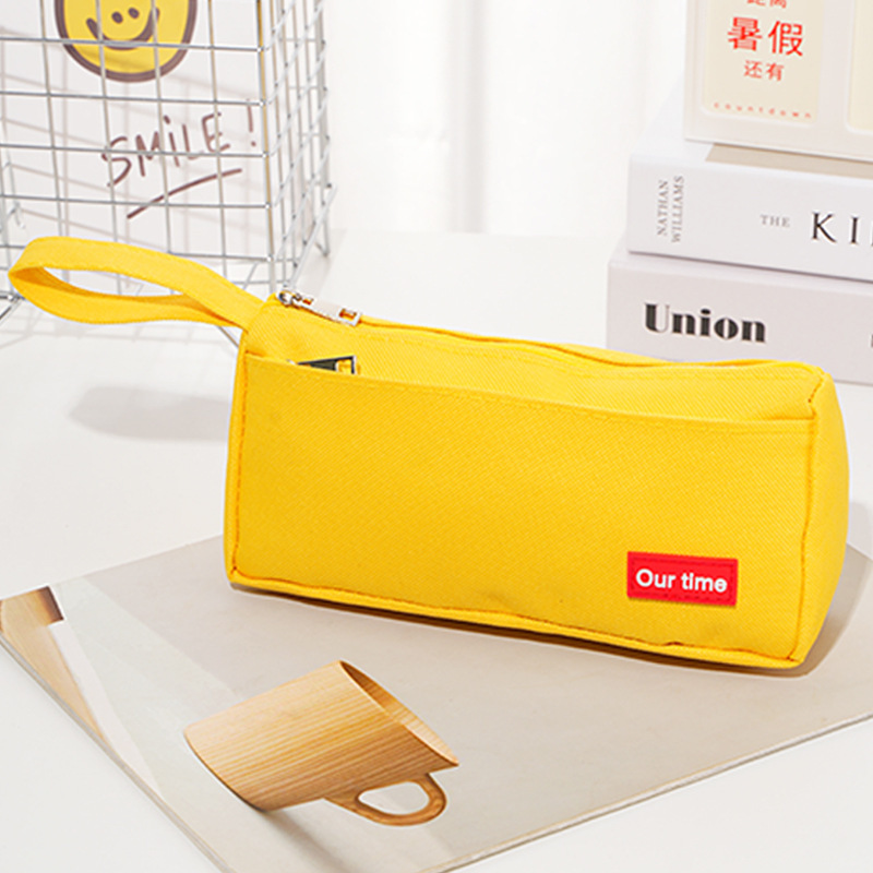 Bolsa de lápiz simple de cinta de color sólido gran capacidad antisucio caja de papelería de doble cremallera bolsas de lápiz de estudiantes de primaria y secundaria fábrica al por mayor