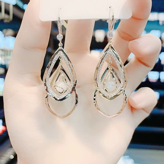 高级感百搭几何菱形显脸瘦圆脸挂耳式耳环欧美复古港风时尚耳饰