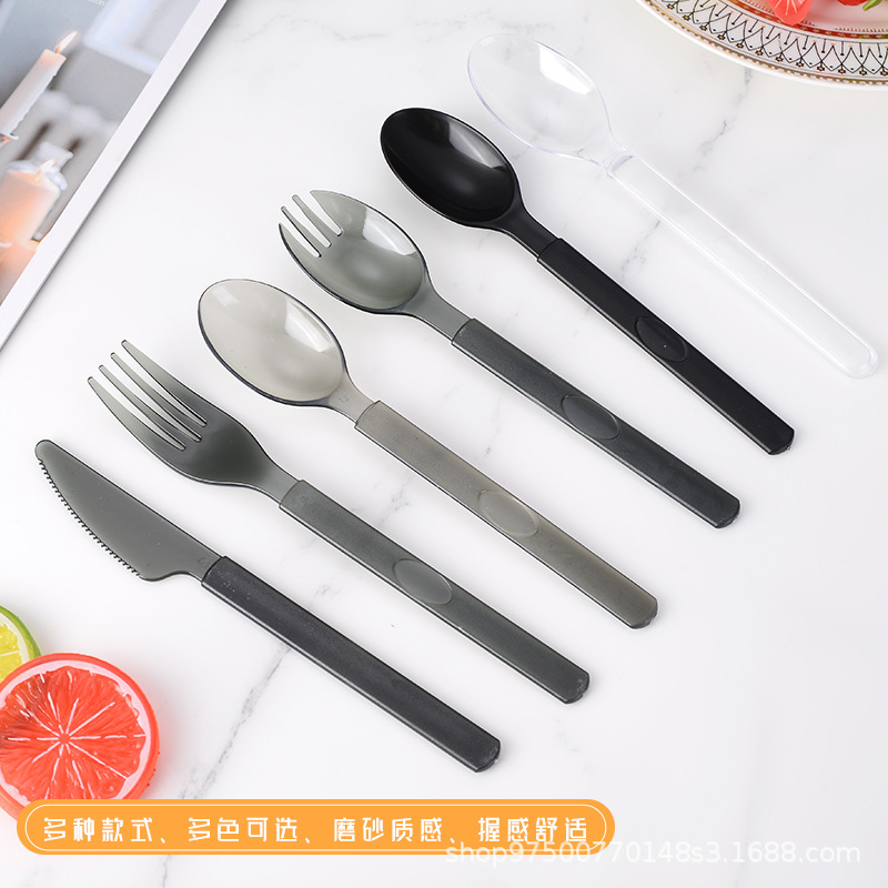 Disposable American Spoon Commercial Separate Packaging Salad Light Food Take-away Food Grade Western Food Knife and Fork Spoon suit Extra Hard