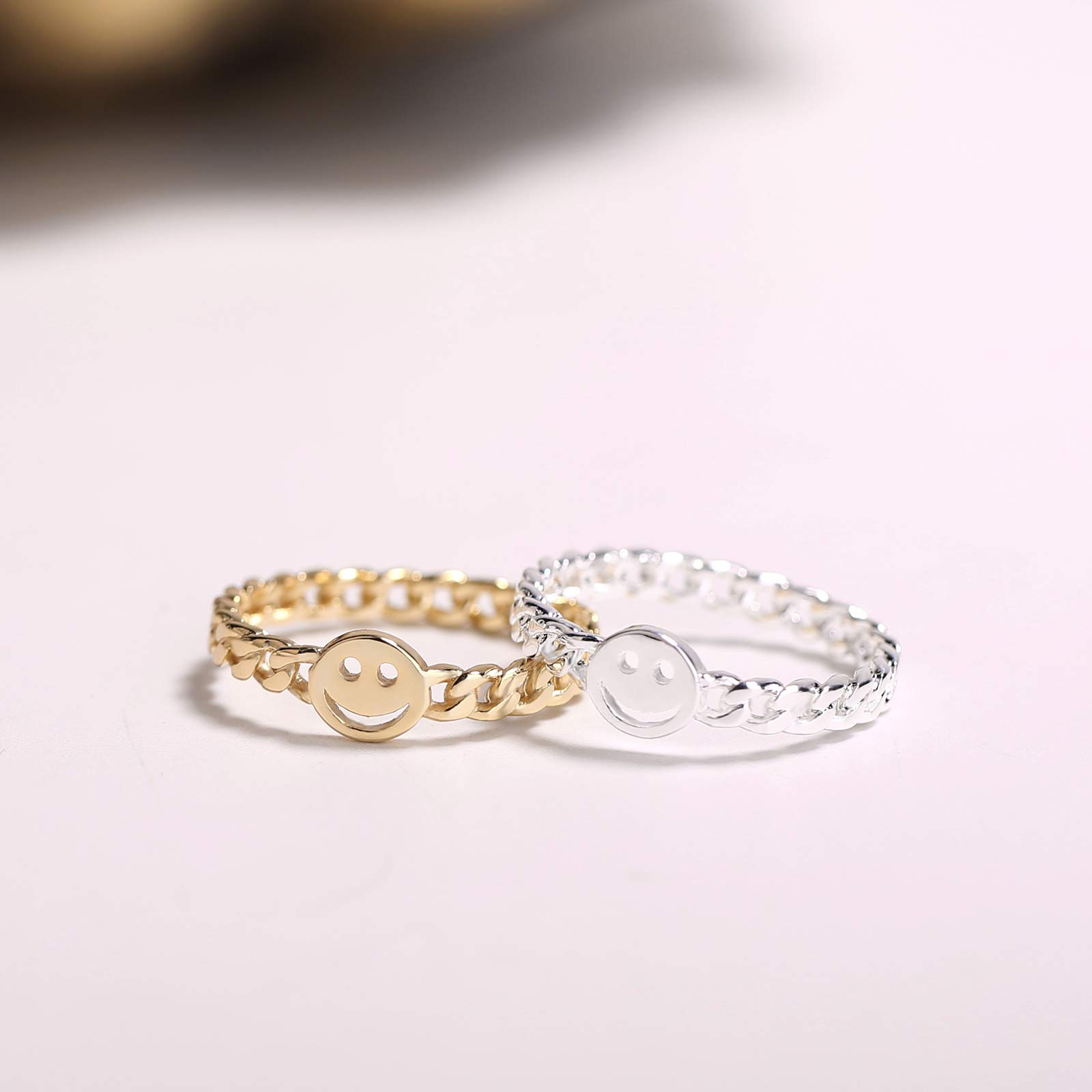 Vintage smiley ring för damer i silverfärgad legering_voghion.com