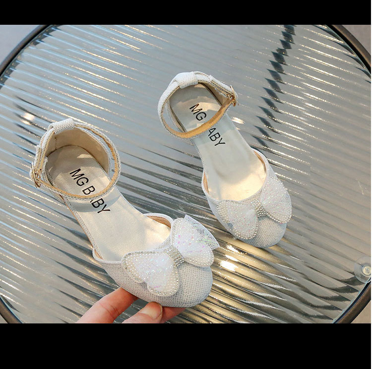 Scarpe di cristallo da ragazza con paillettes alla moda coreana Dolce fiocco Tacchi alti Principessa Estate Nuova tendenza delle scarpe per bambini_voghion.com