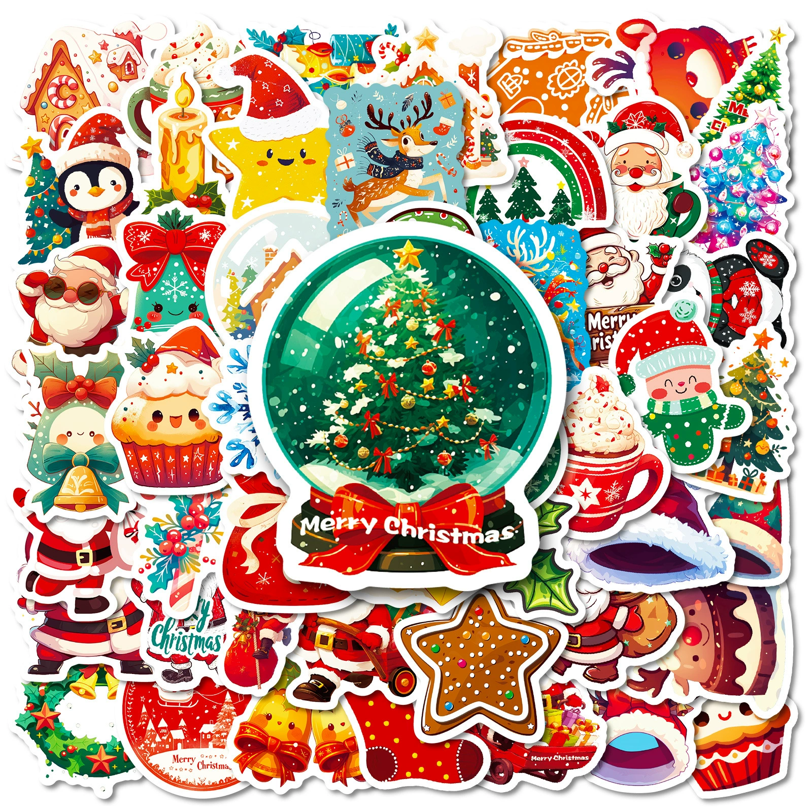 50 наклейки рождественский торт старик серии наклейки мультфильм бисквитный дом украшение кружка электрического автомобиля граффити наклейки