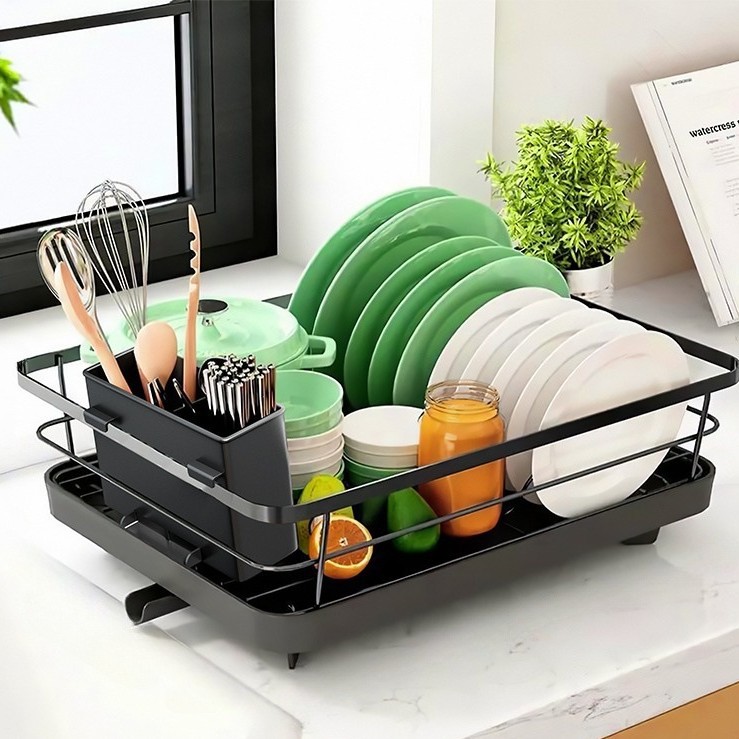 Cross-Border Sink Dish Drain Rack Partitioned Storage Sink Rack Home Kitchen Countertop Dish Rack